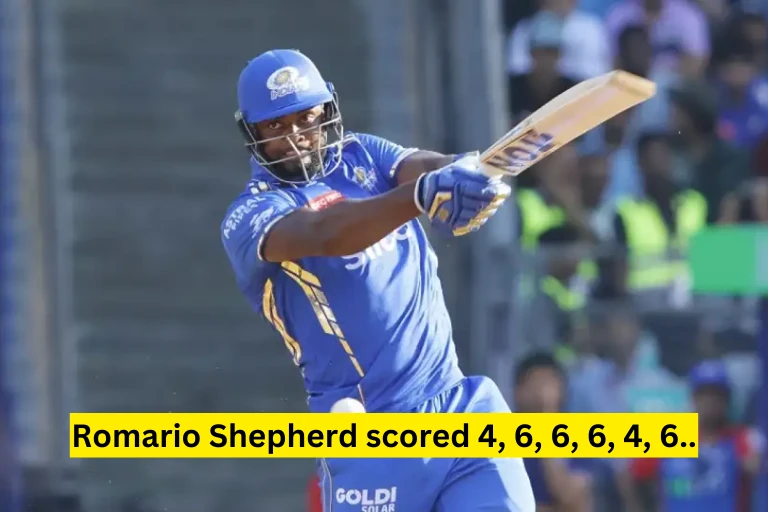 Romario Shepherd scored 4, 6, 6, 6, 4, 6.. Mumbai gets a new Pollard, Delhi's bowler shines during the day, 32 runs scored in the over