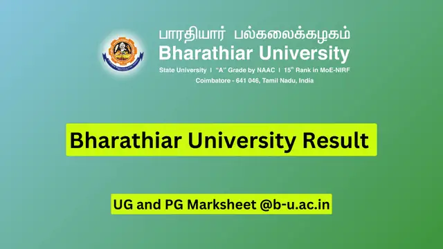 Bharathiar University Result 2024 – UG and PG Marksheet @bu.ac.in